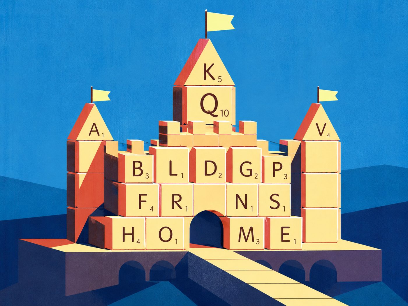 Château fait de tuiles de Scrabble